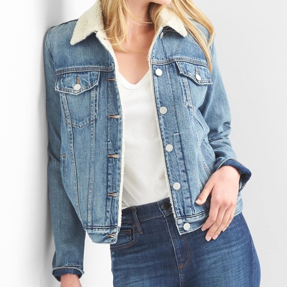 GAP Jackets & Blazers - NWOT GAP Denim Jacket with Sherpa Collar